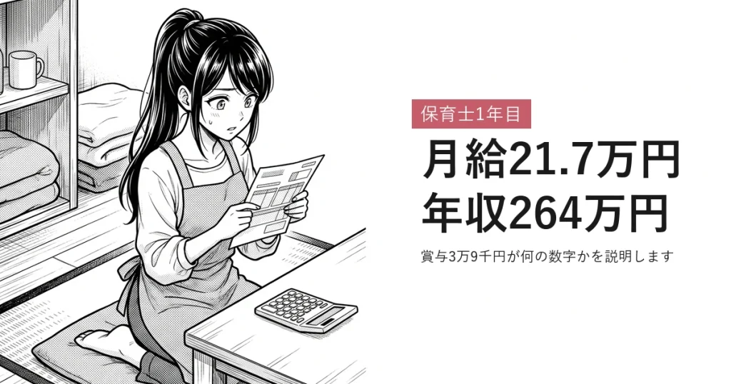 保育士1年目 月給21.7万円年収264万円