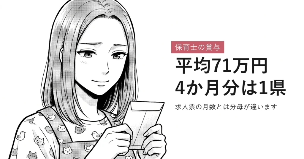 保育士の賞与 平均71万円4か月分は1県