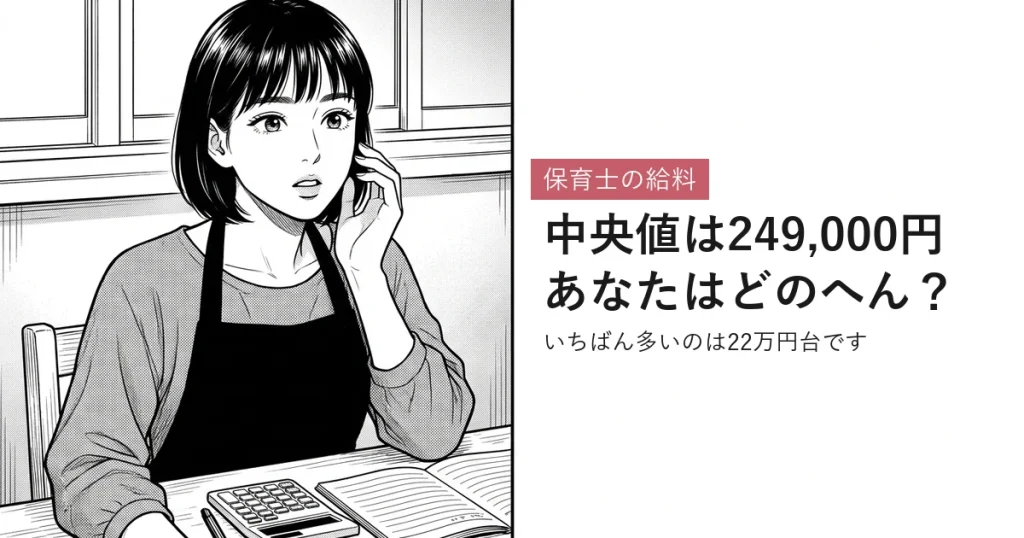 保育士の給料 中央値は249,000円あなたはどのへん？ いちばん多いのは22万円台です