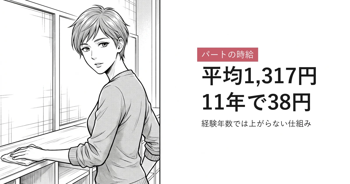 パートの時給 平均1,317円11年で38円