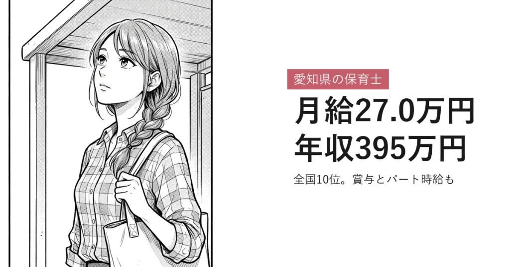 愛知県の保育士 月給27.0万円年収395万円