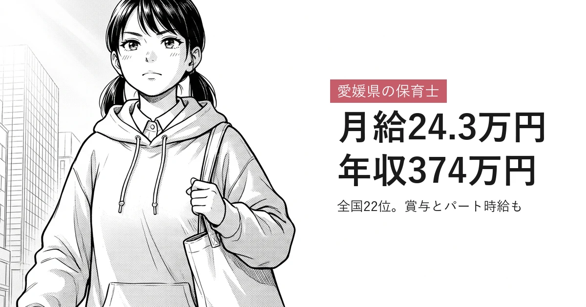 愛媛県の保育士 月給24.3万円年収374万円