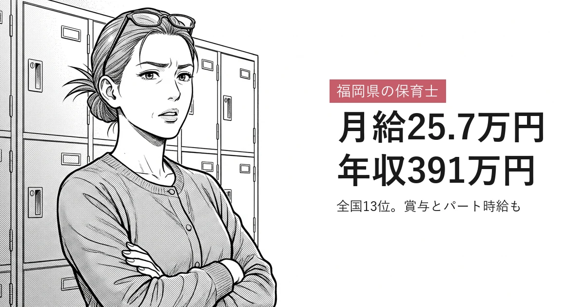 福岡県の保育士 月給25.7万円年収391万円