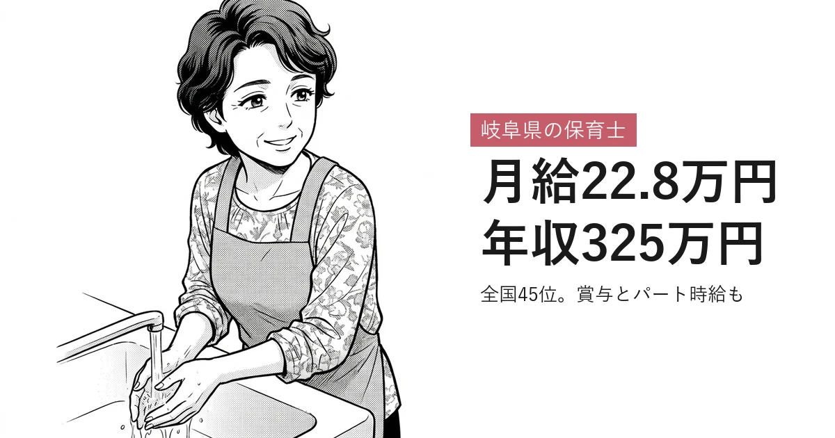 岐阜県の保育士 月給22.8万円年収325万円
