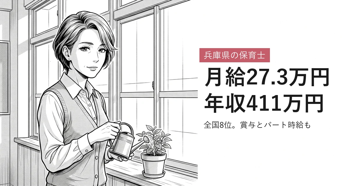 兵庫県の保育士 月給27.3万円年収411万円