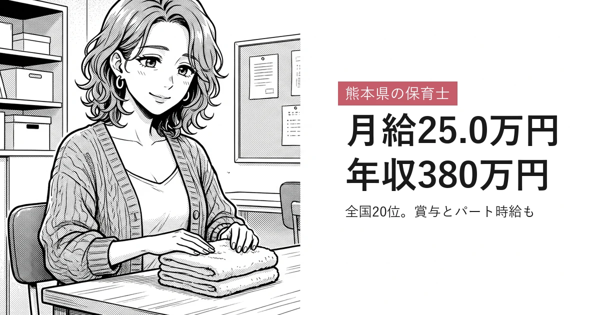 熊本県の保育士 月給25.0万円年収380万円