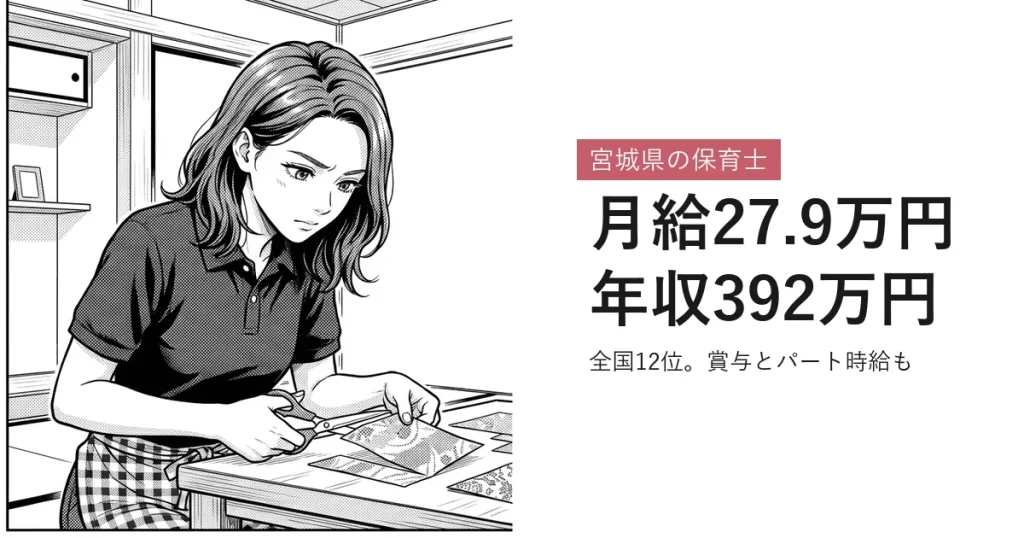宮城県の保育士 月給27.9万円年収392万円