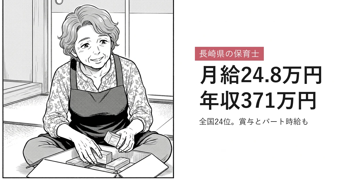長崎県の保育士 月給24.8万円年収371万円