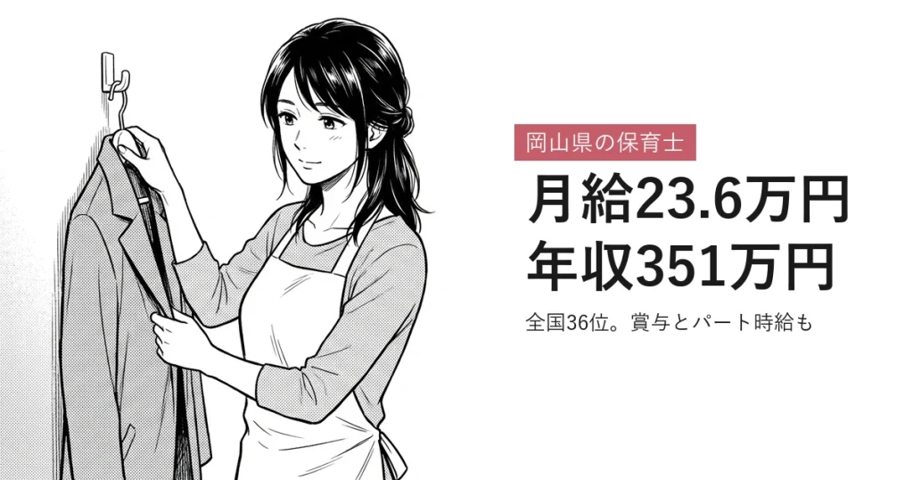 岡山県の保育士 月給23.6万円年収351万円