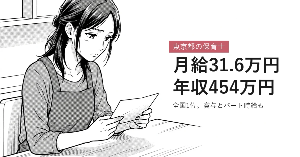 東京都の保育士 月給31.6万円年収454万円