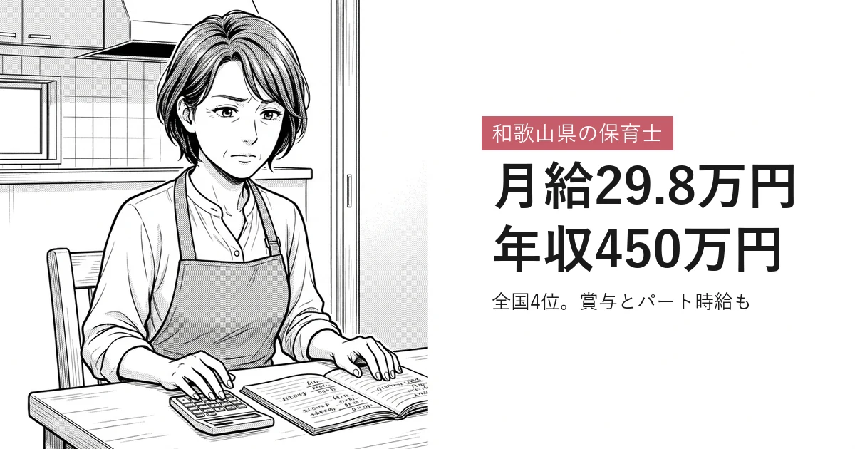 和歌山県の保育士 月給29.8万円年収450万円