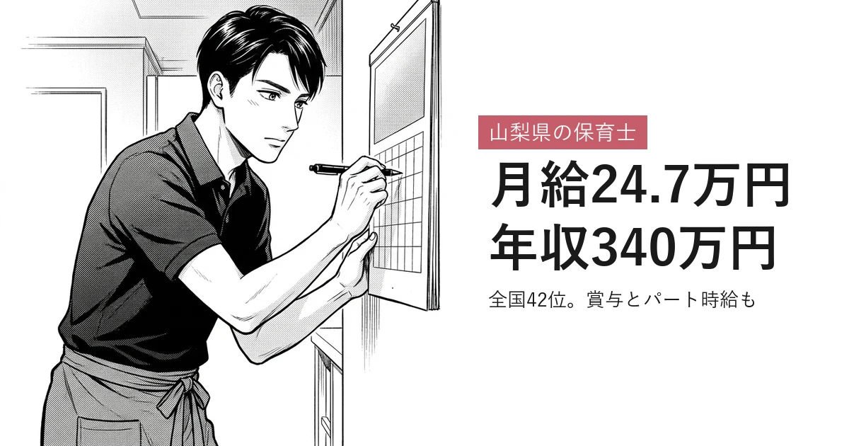 山梨県の保育士 月給24.7万円年収340万円